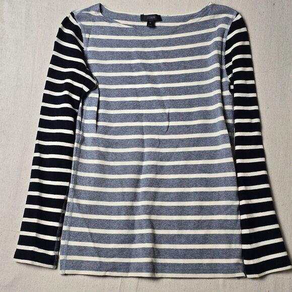 J.Crew Women’s XS Multicolor Stripe Cotton Blend‎ Stretch Top Blouse - Picture 1 of 7
